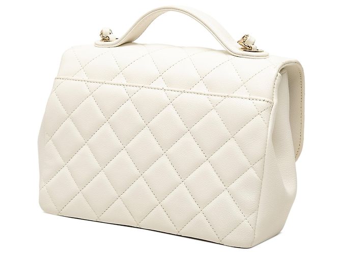 Borsa Chanel Medium Quilted Caviar Business Affinity Top Handle Flap Bianca Bianco - vista 2