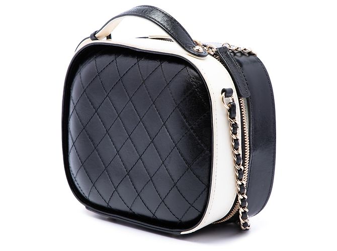 Borsa Vanity Satchel Chanel Small CC Matelassé in Vitello Stropicciato Bianca Bianco - vista 2