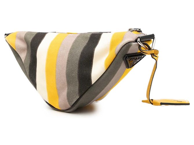 Bolsa tiracolo Prada Canvas Canapa Baiadera amarela com logo triangular Amarelo - vista 2