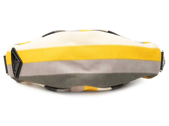 Bolsa tiracolo Prada Canvas Canapa Baiadera amarela com logo triangular Amarelo - vista 3