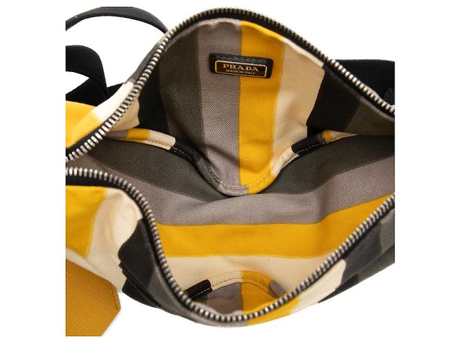 Bolsa tiracolo Prada Canvas Canapa Baiadera amarela com logo triangular Amarelo - vista 4