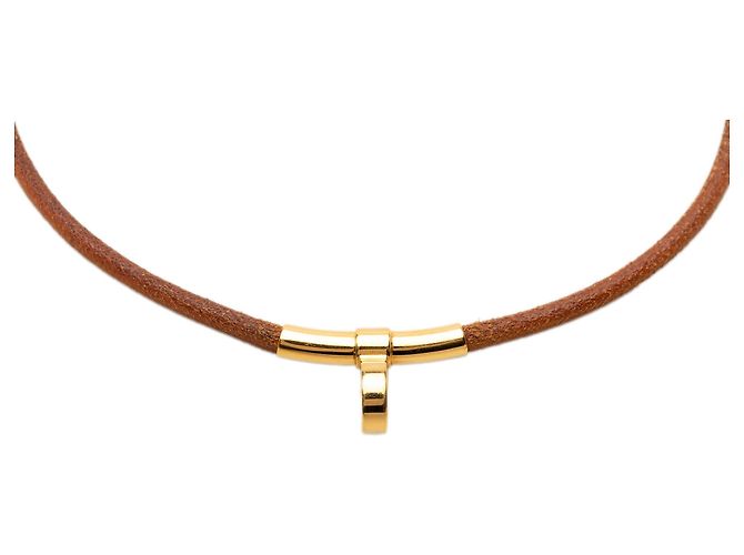 Collana Choker Kite in pelle marrone Hermès - vista 2