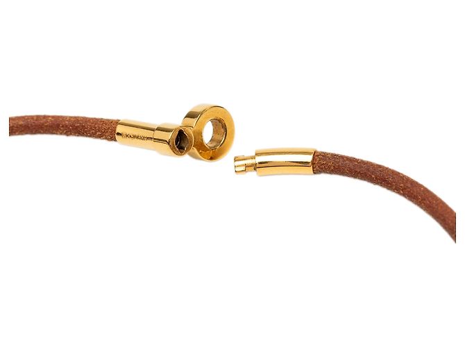 Collana Choker Kite in pelle marrone Hermès - vista 4