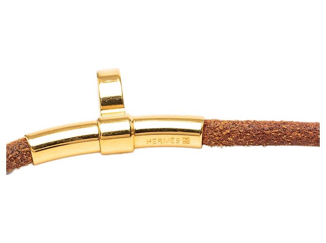 Collana Choker Kite in pelle marrone Hermès - vista 5
