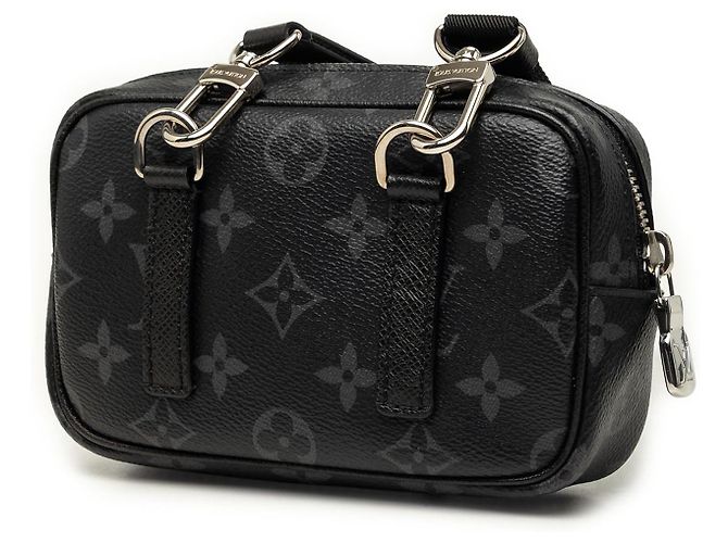 Borsa a Tracolla Louis Vuitton Monogram Eclipse Taigarama Outdoor Pouch Nera Nero - vista 2