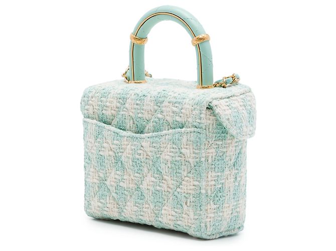 Borsa Chanel Mini Tweed Crush con manico e tracolla, Verde - vista 2