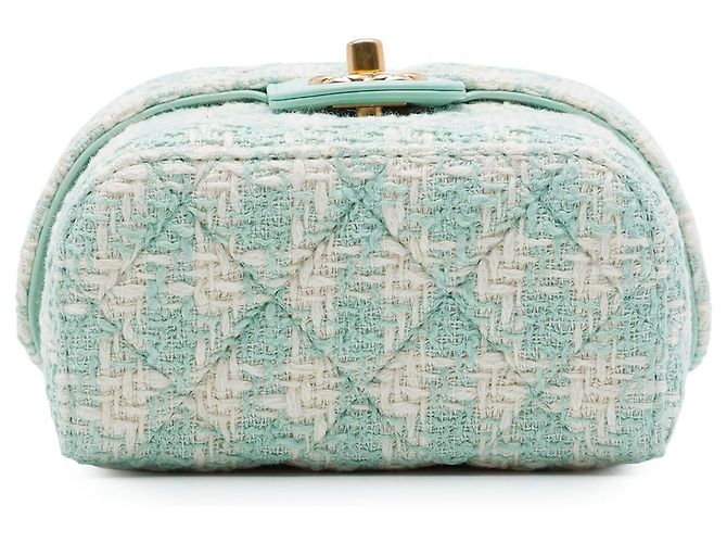 Borsa Chanel Mini Tweed Crush con manico e tracolla, Verde - vista 3