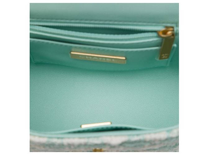 Borsa Chanel Mini Tweed Crush con manico e tracolla, Verde - vista 4