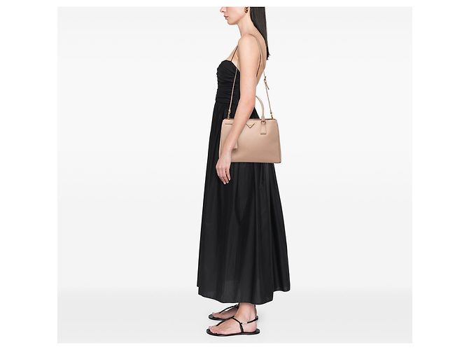 Borsa Prada Medium Saffiano Lux Galleria Beige - vista 7