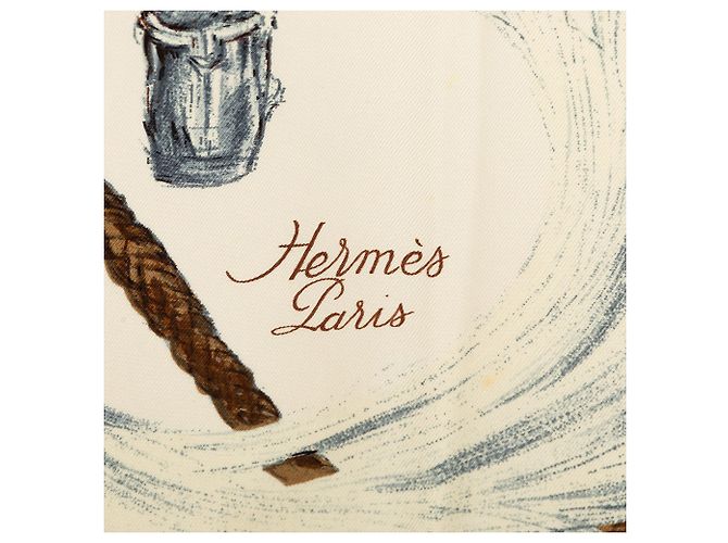 White Hermès A Propos De Bottes Silk Scarf 90 Scarves - view 3