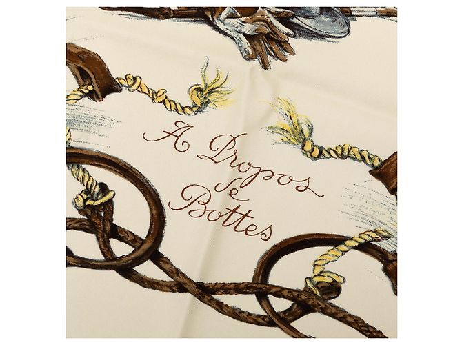 White Hermès A Propos De Bottes Silk Scarf 90 Scarves - view 4