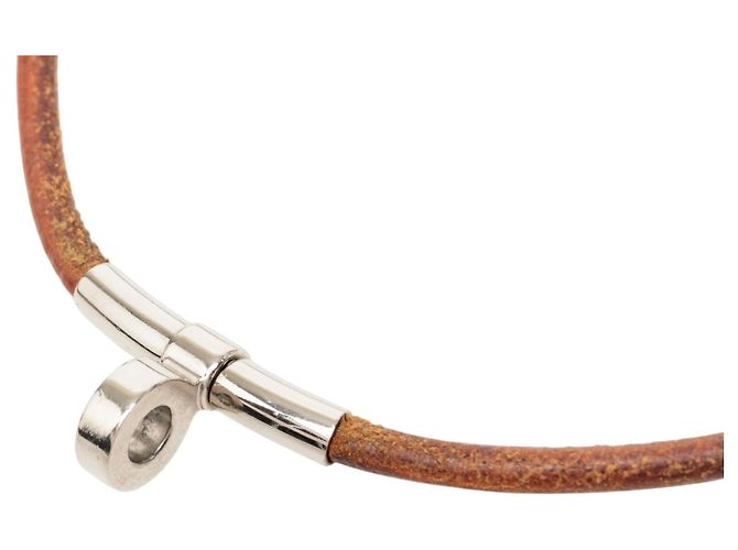 Collana choker Kite in pelle marrone Hermès - vista 2
