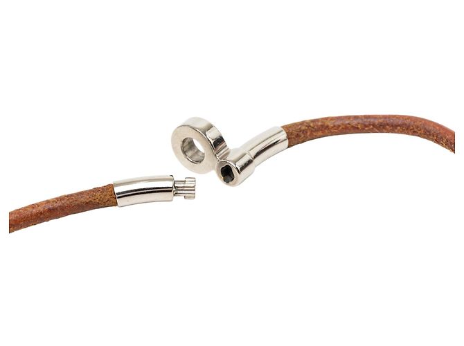 Collana choker Kite in pelle marrone Hermès - vista 4