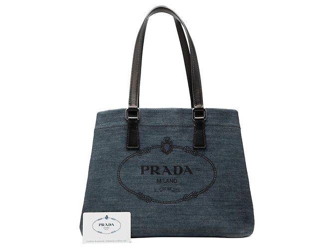 Blauer Prada Logo Denim Tote - Ansicht 7