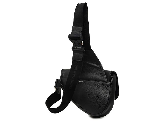 Borsa Saddle Dior in pelle di vitello martellata nera Nero - vista 2