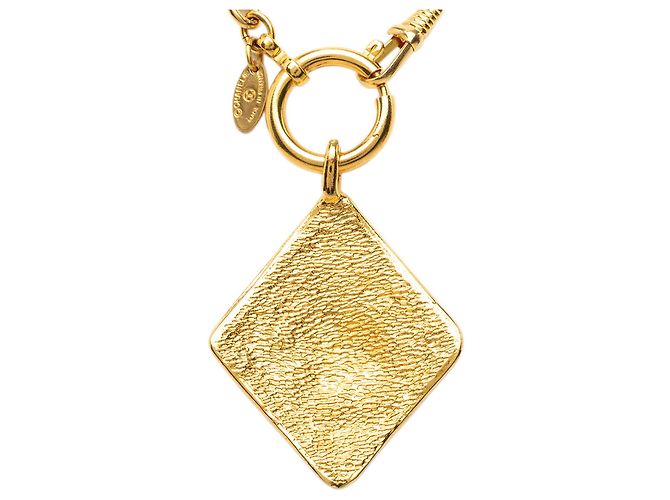 Collana con pendente Chanel CC placcata oro a forma di diamante D'oro - vista 3