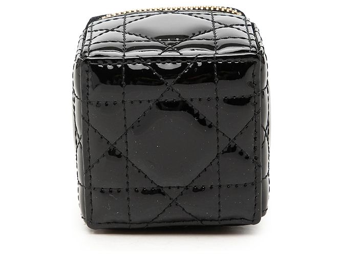 Borsa a pochette Lady Dior Cube in pelle vernita Cannage nera Dior Micro Nero - vista 3