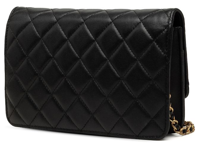 Borsa a tracolla Chanel CC Chic Wallet on Chain in pelle d'agnello matelassé nera Nero - vista 2