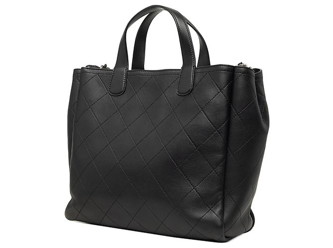 Borsa Tote Satchel Lady Coco Shopping Chanel Medium in vitello trapuntato nero - vista 2