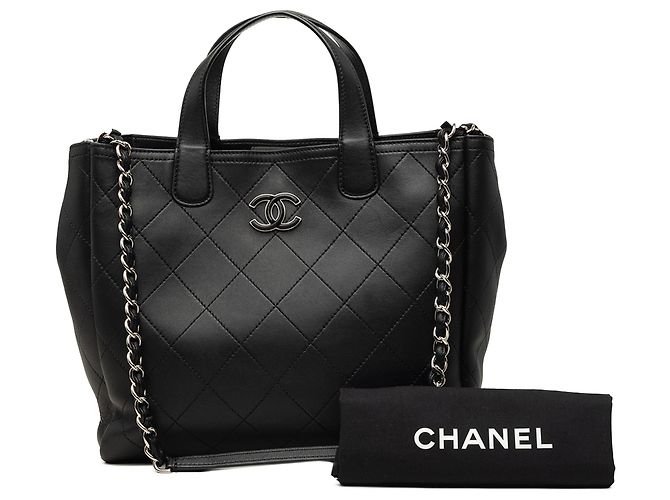 Borsa Tote Satchel Lady Coco Shopping Chanel Medium in vitello trapuntato nero - vista 7