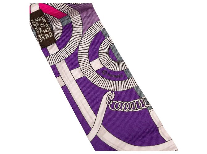 Twilly in seta Hermès Eperon D Or Viola Porpora - vista 3