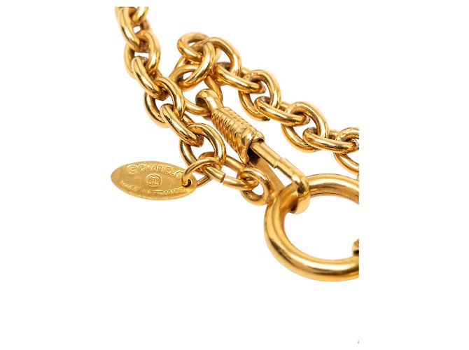 Colar com pingente acolchoado Chanel CC banhado a ouro Dourado - vista 5