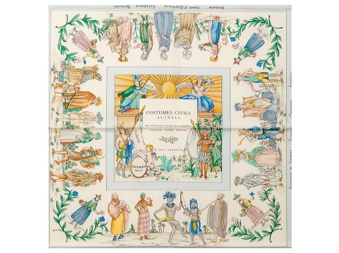 Hermès Costumes Civils Actuels Seidentuch Weiß 90 - Ansicht 2