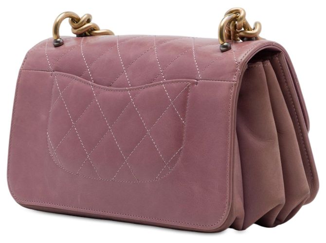 Borsa Chanel Paris Cosmopolite Small in vitello invecchiato rosa, patta linea dritta - vista 2
