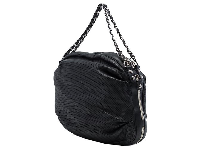Borsa Hobo Chanel Perforated Lambskin Baseball Spirit Ligne Nera Nero - vista 2
