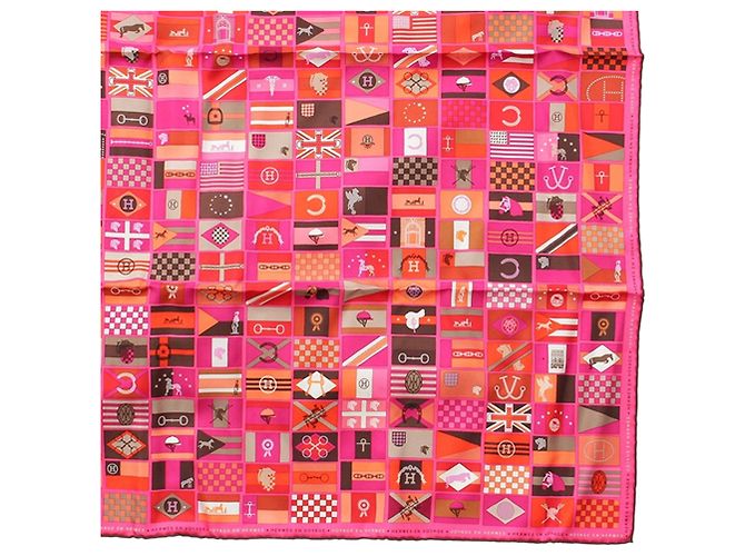 Foulard di seta Hermès En Voyage Rosa 90 - vista 3