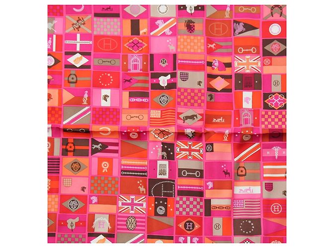 Foulard di seta Hermès En Voyage Rosa 90 - vista 5