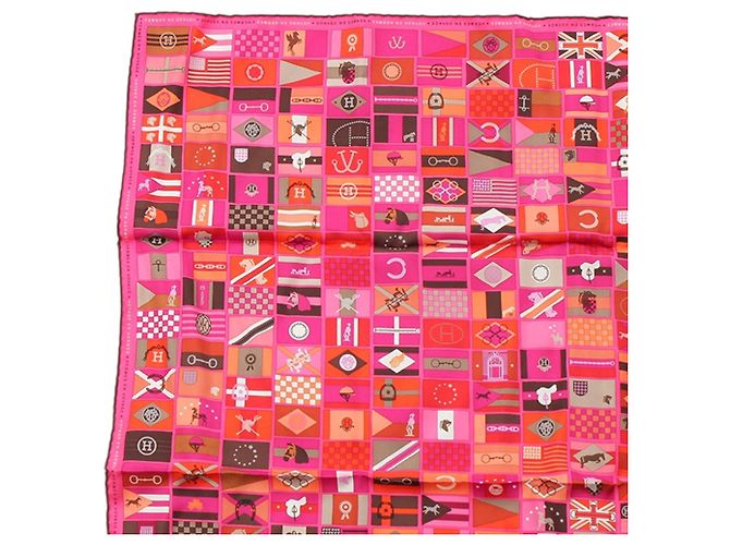 Foulard di seta Hermès En Voyage Rosa 90 - vista 6
