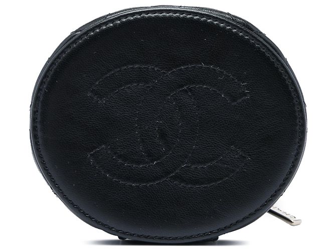Black Chanel Mini Quilted Lambskin Vanity Case mit gerafftem Griff Schwarz - Ansicht 3