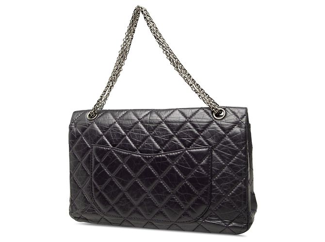 Borsa a tracolla Chanel Reissue 2.55 Double Flap 227 in pelle di vitello invecchiata matelassé viola Porpora - vista 2