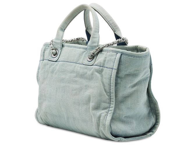 Borsa Chanel Deauville Small in denim blu - vista 2