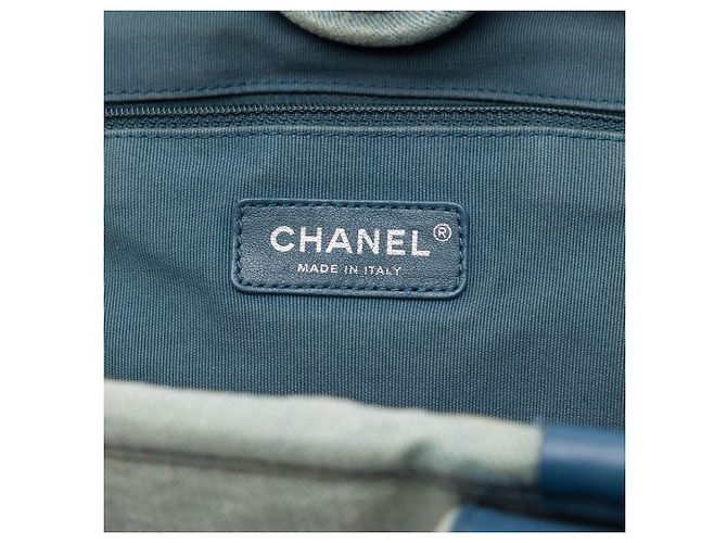 Borsa Chanel Deauville Small in denim blu - vista 5