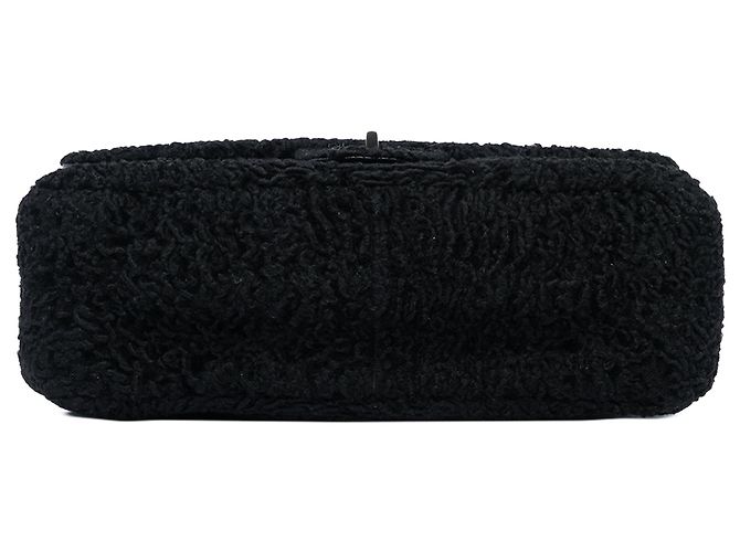 Borsa a tracolla Chanel Reissue 2.55 Double Flap 225 in lana bouclé nera Nero - vista 3