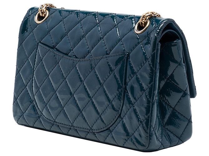 Borsa a tracolla Blue Chanel Quilted Patent Reissue 2.55 Double Flap 225 - vista 2