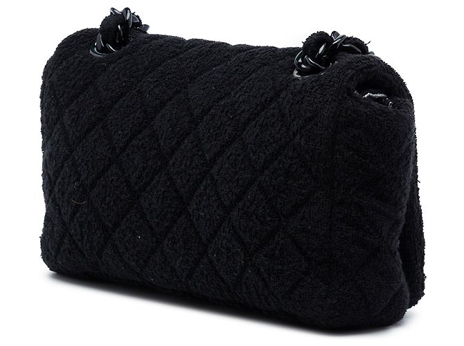 Borsa a tracolla con patta Chanel CC matelassé in spugna nera Nero - vista 2