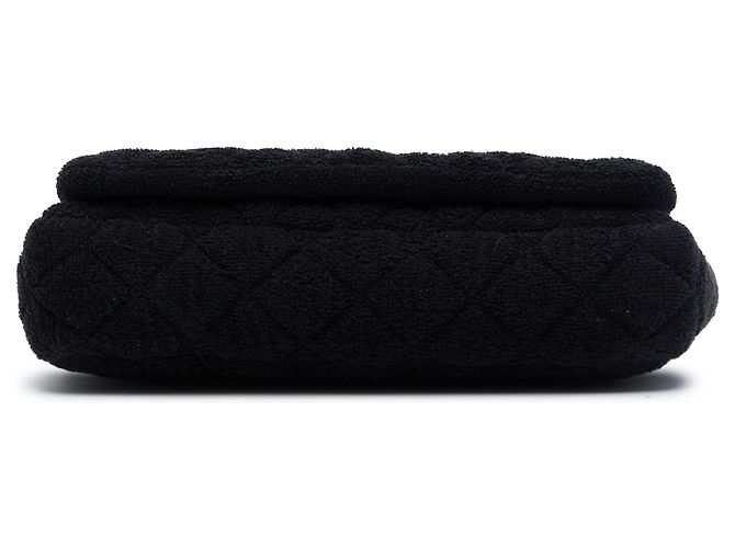 Borsa a tracolla con patta Chanel CC matelassé in spugna nera Nero - vista 3