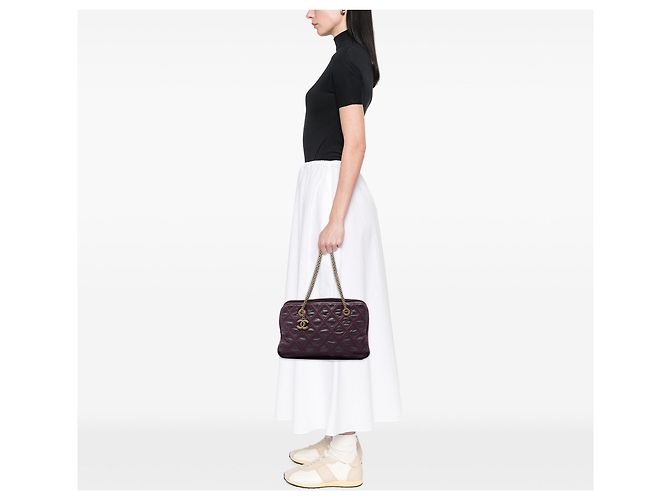 Borsa a tracolla Triptych Chanel CC in vitello trapuntato rossa Rosso - vista 5