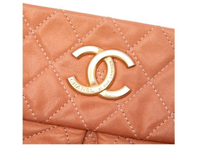 Borsa Bowling Chanel Chic Quilt in vitello iridescente matelassé Arancione - vista 5
