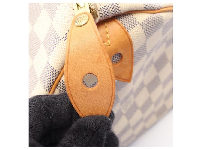 Borsa Louis Vuitton Speedy 30 Damier Azur Bianco - vista 10