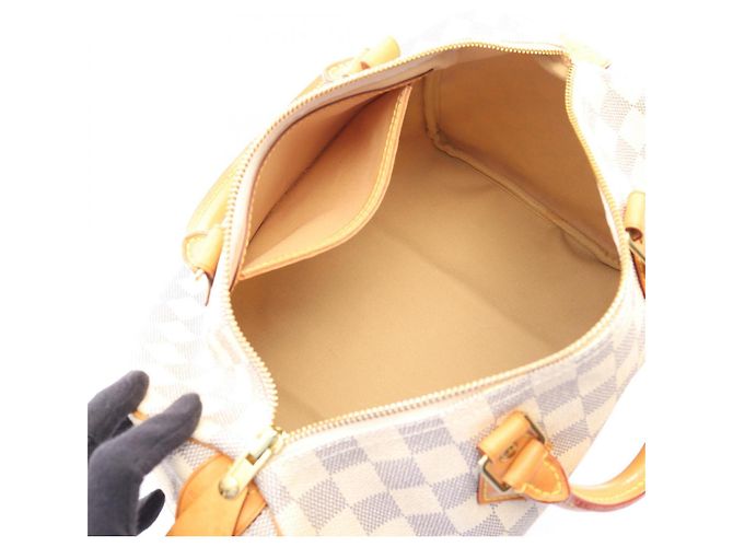 Borsa Louis Vuitton Speedy 30 Damier Azur Bianco - vista 3