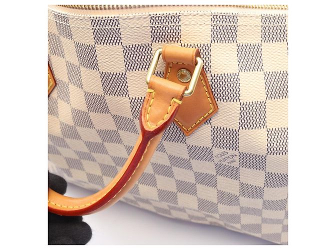 Borsa Louis Vuitton Speedy 30 Damier Azur Bianco - vista 8
