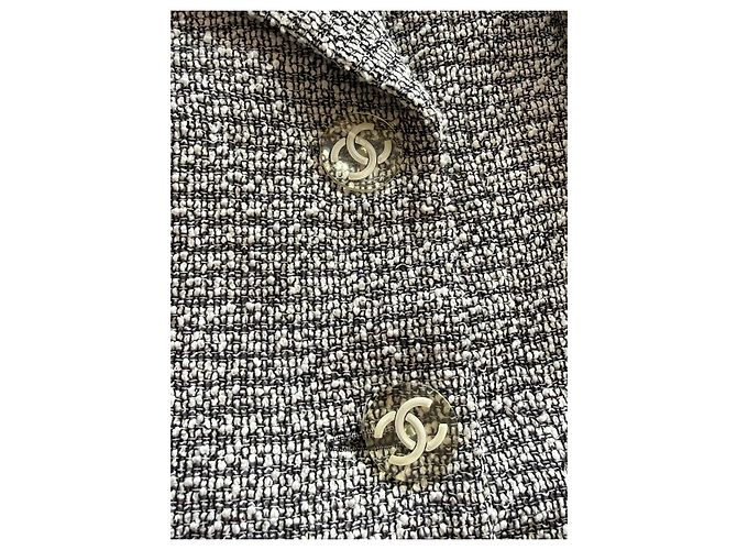 Chanel kurze Tweedjacke Schwarz Weiß Grau - Ansicht 3
