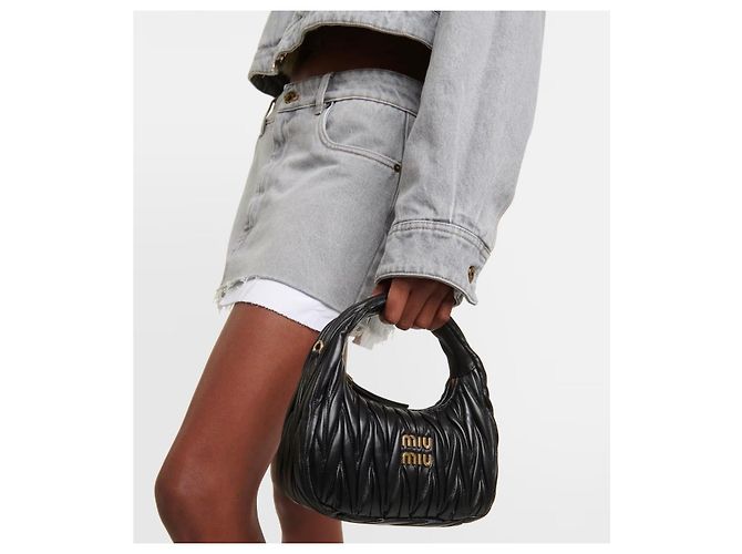 Borsa hobo Miu Miu Wander in pelle Matelassé Nero - vista 12