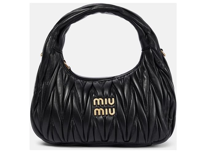 Borsa hobo Miu Miu Wander in pelle Matelassé Nero - vista 13