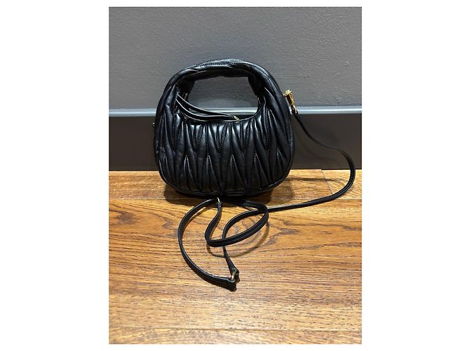 Borsa hobo Miu Miu Wander in pelle Matelassé Nero - vista 14
