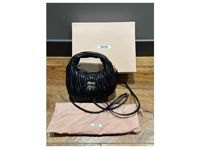 Borsa hobo Miu Miu Wander in pelle Matelassé Nero - vista 2